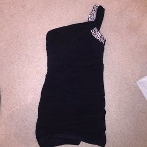 Black one strap mini dress